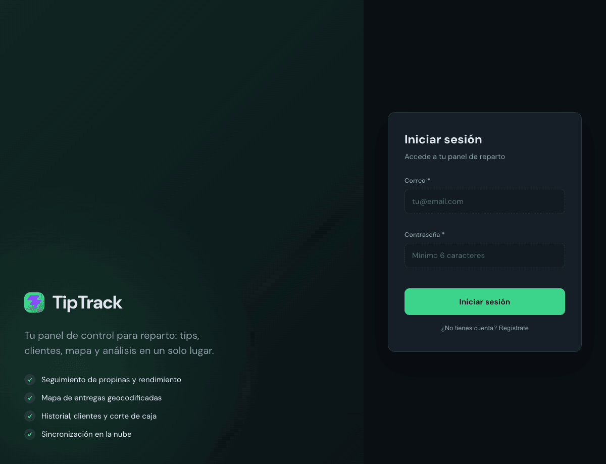TipTrack delivery operations screen