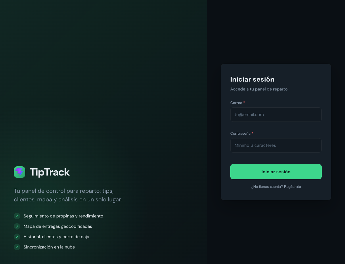 TipTrack delivery operations screen